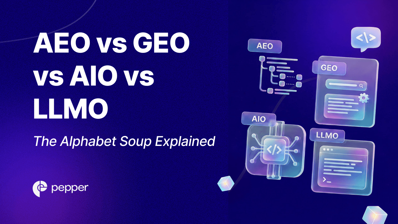 AEO vs GEO vs AIO vs LLMO: The Alphabet Soup Explained | Pepper Content